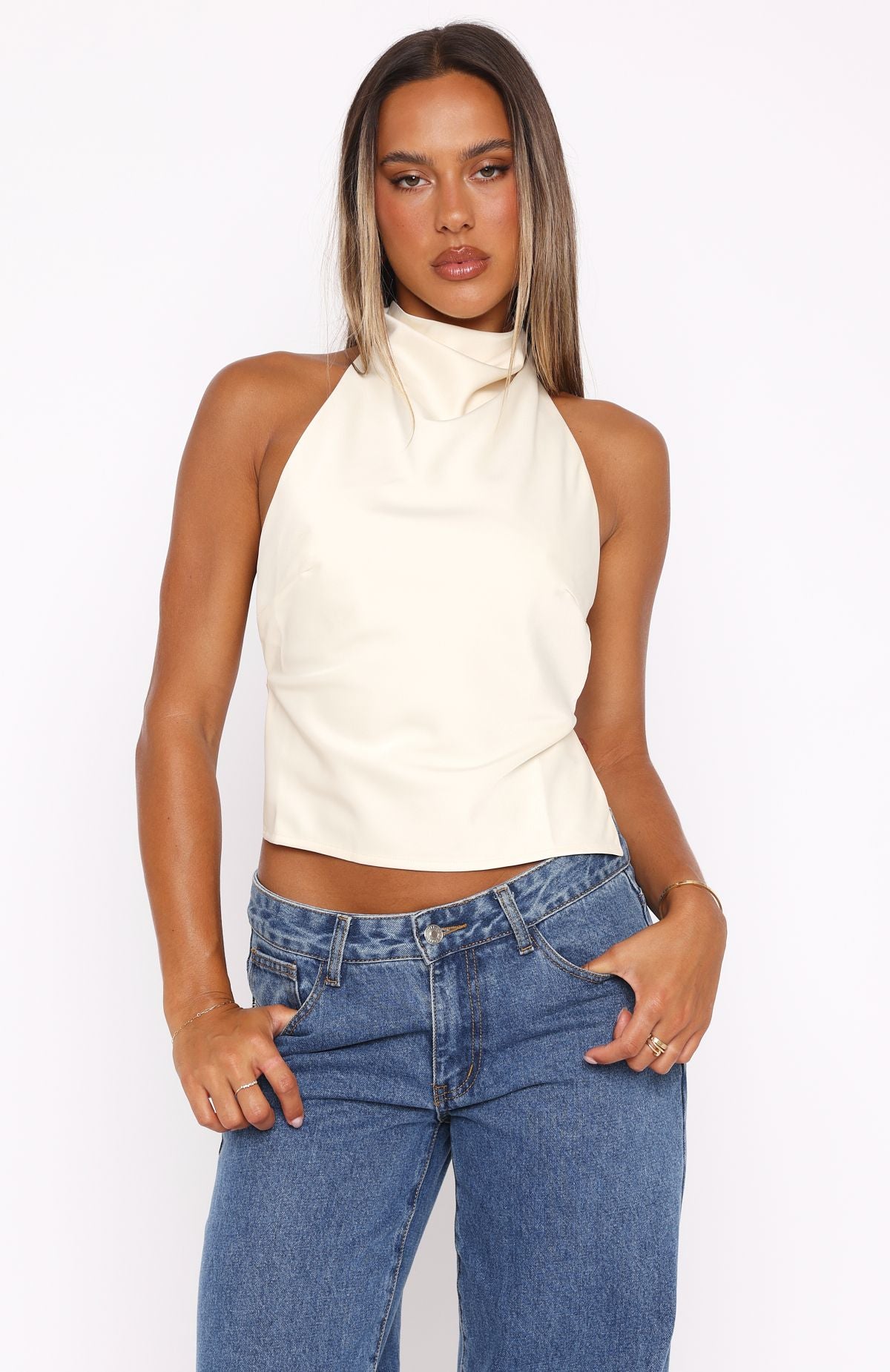 Time Passes Halter Top Pearl - Image 2