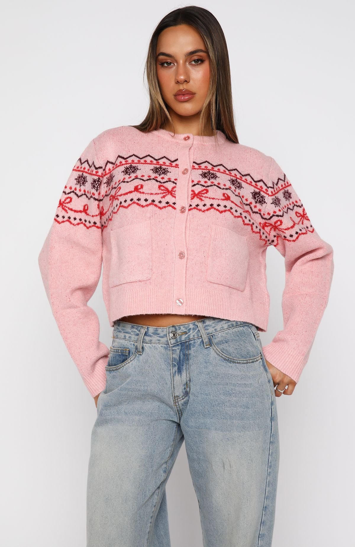 Snowflake Cuddles Knit Cardigan Blossom - Image 4