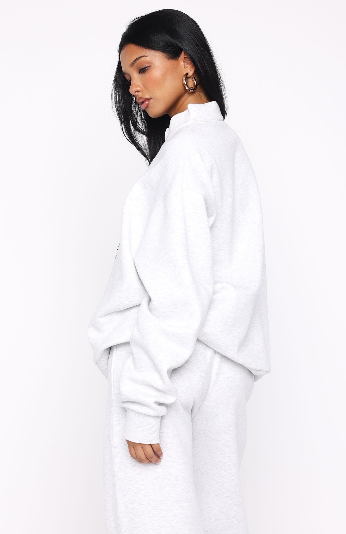 Standing My Ground Zip Front Sweater Grey Marle - Image 4