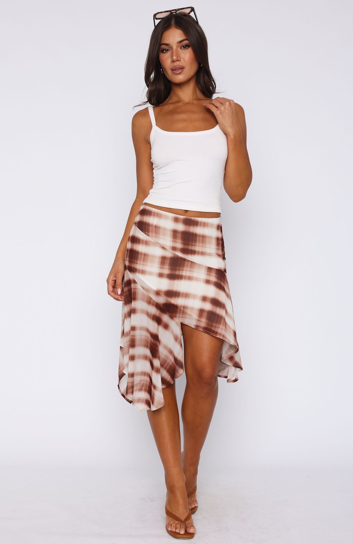 Crazy Romantic Midi Skirt Chocolate Plaid - Image 3