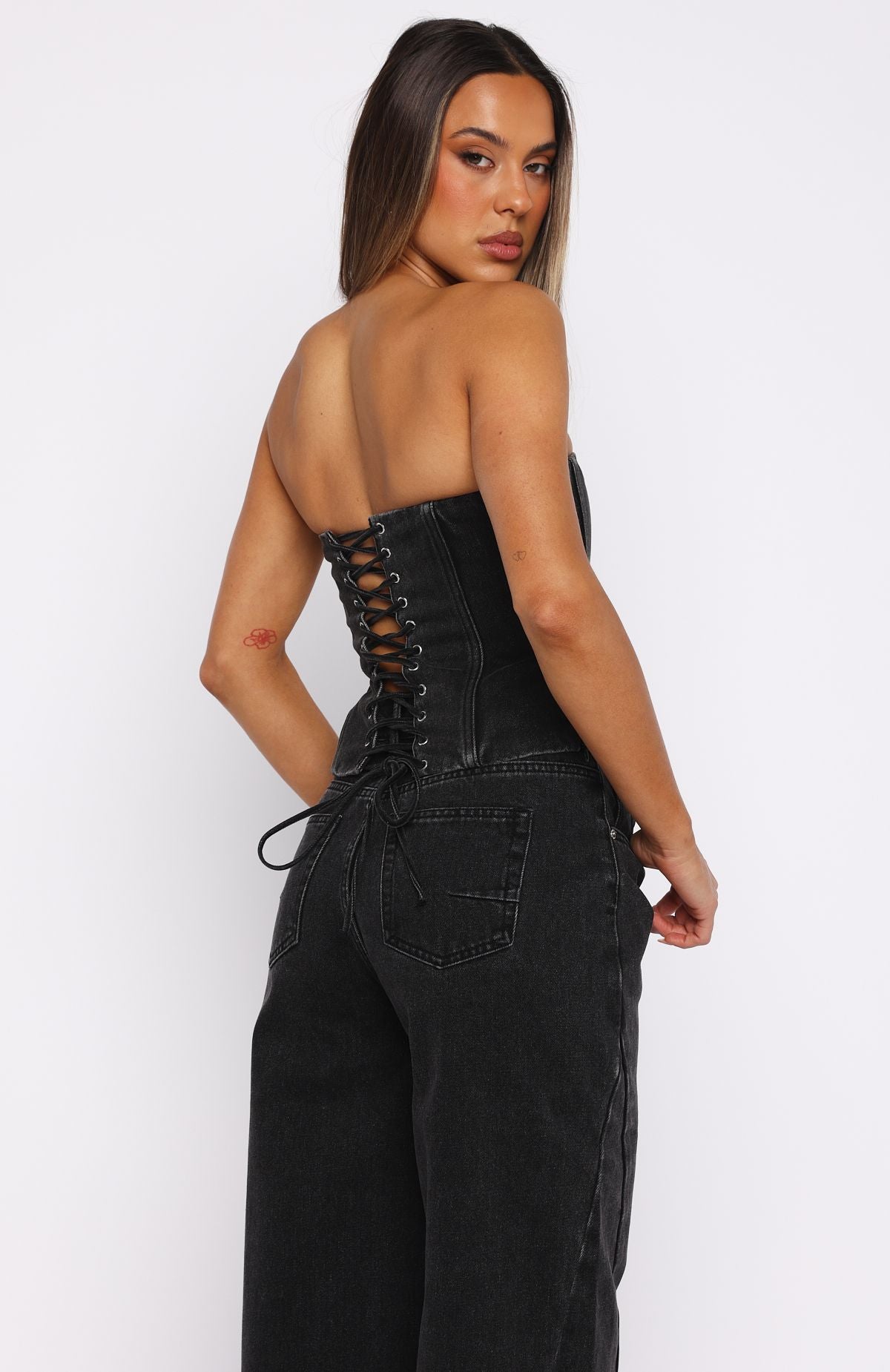 Be Mine Forever Denim Bustier Black Acid - Image 5