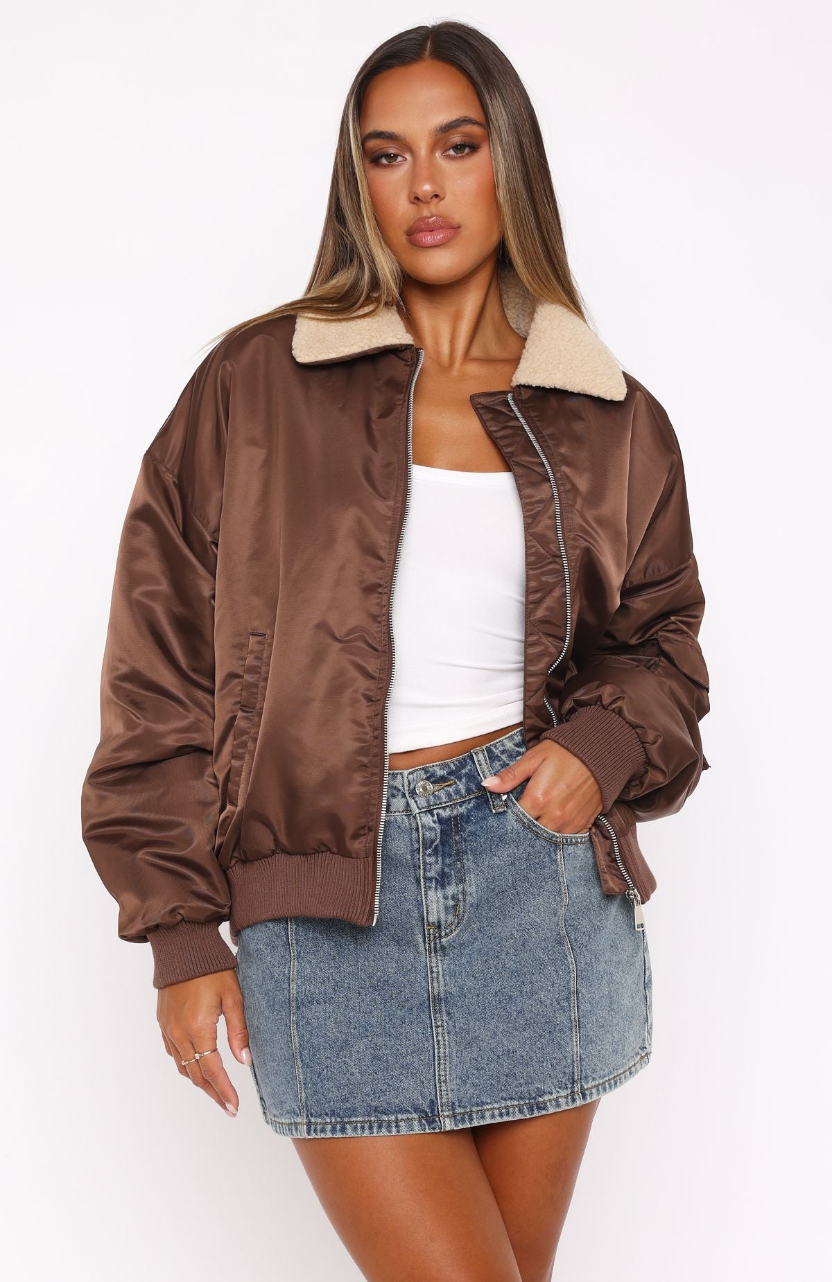 No Airtime Bomber Jacket Chocolate - Image 2