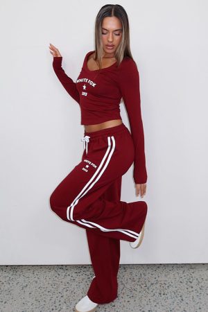 Found You Out Track Pants Burgundy