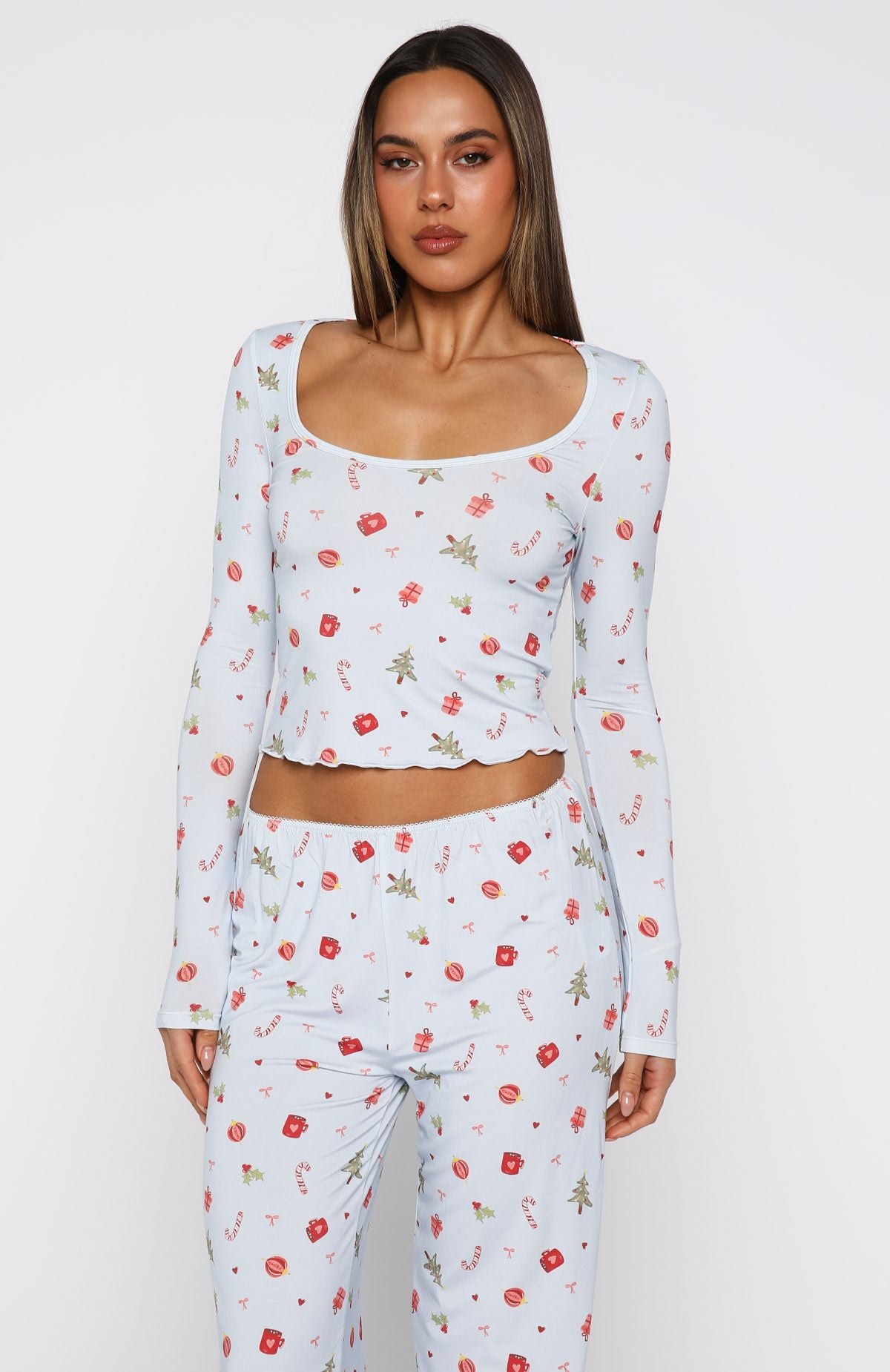 Dreamy Long Sleeve Pyjama Top Jingle Joy - Image 3