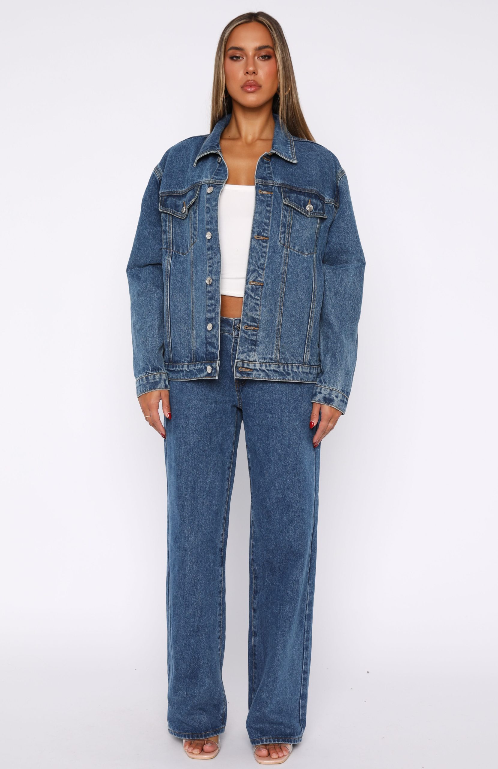 Bring The Style Low Rise Wide Leg Jeans Admiral Blue - Image 5