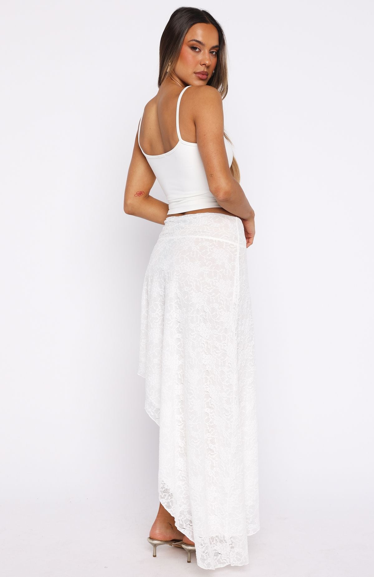 Dancing On My Own Lace Midi Skirt White - Image 5