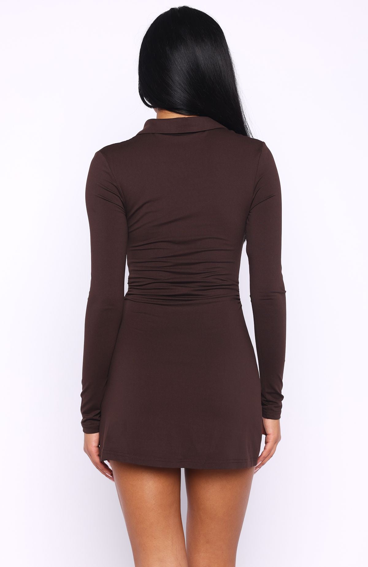 It's All For You Long Sleeve Mini Dress Chocolate - Image 4