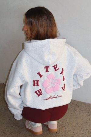 Keep Blooming Oversized Hoodie Grey Marle