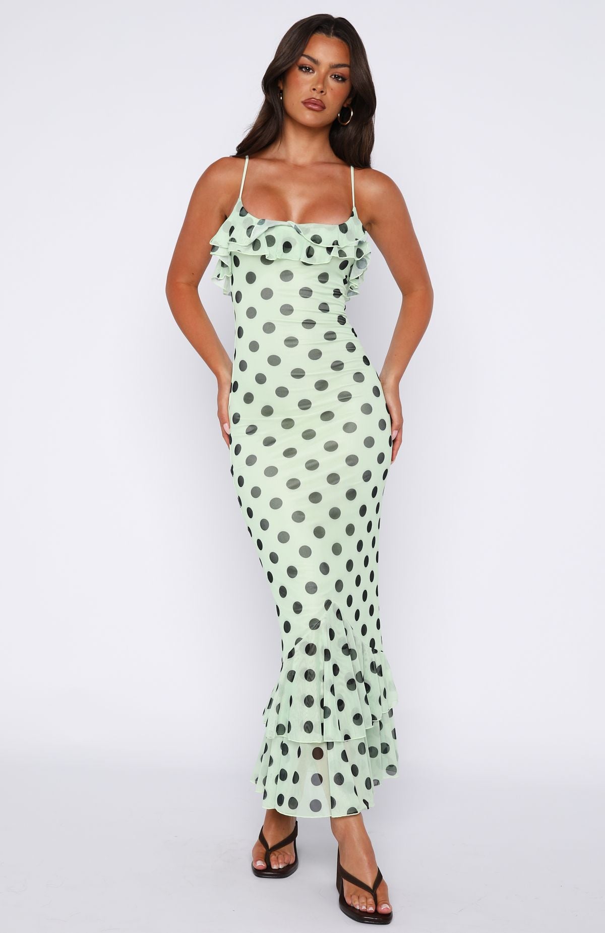 Amped Up Midi Dress Melon/Black Polka Dot - Image 2
