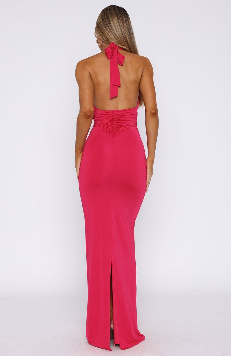 Waste A Moment Halter Maxi Dress Hot Pink - Image 4