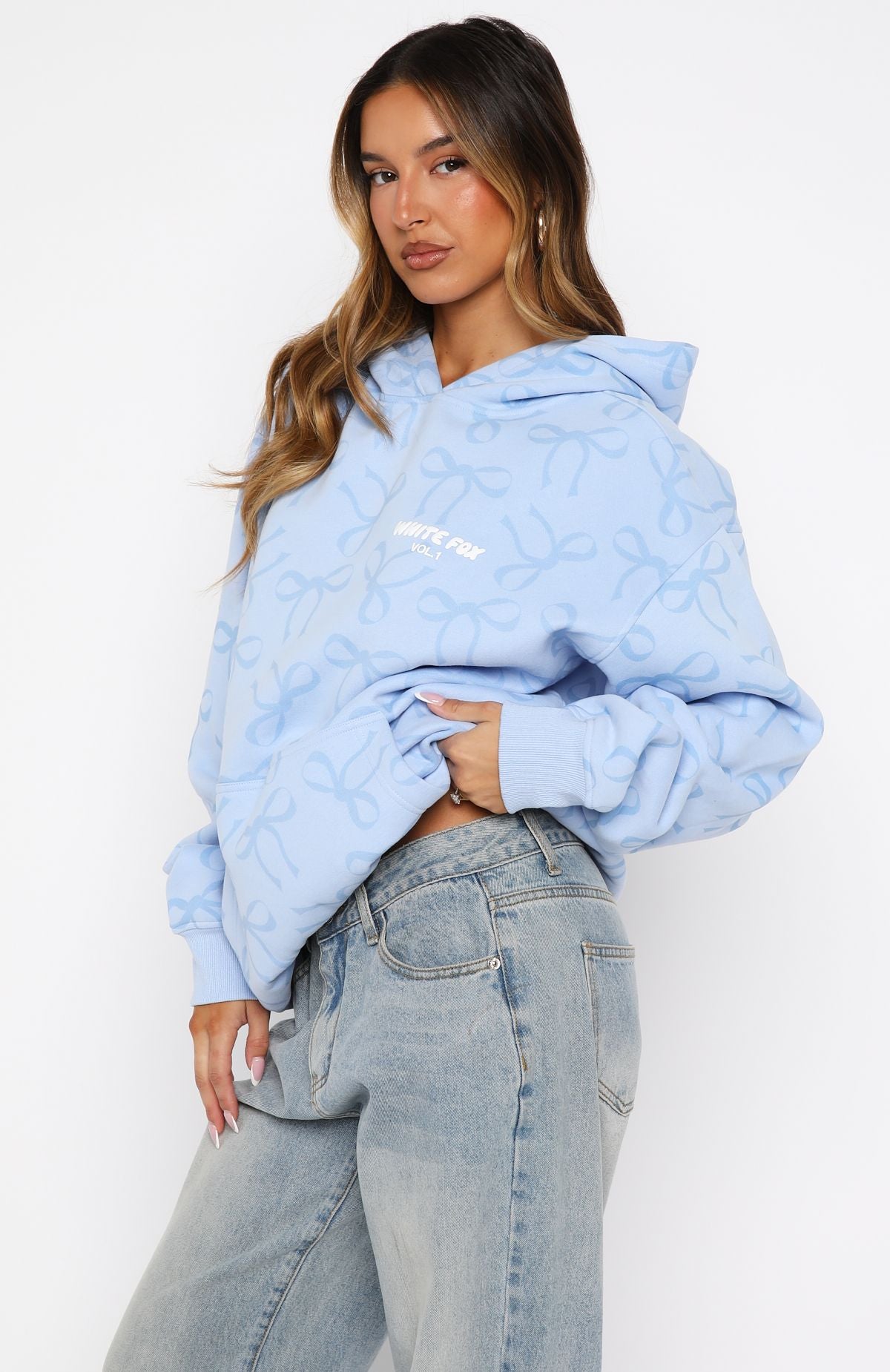 Vol. 1 Oversized Printed Hoodie Blue Bow - Image 4