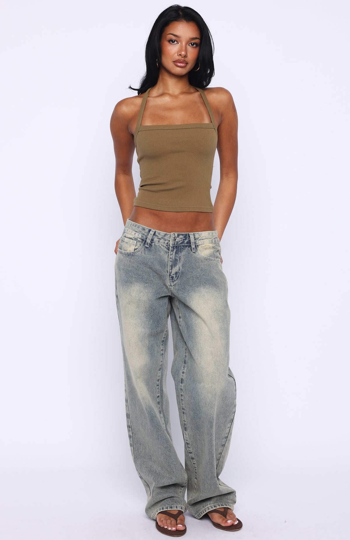 A Minute Later Ribbed Top Olive - Image 5