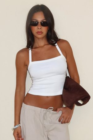 A Minute Later Ribbed Top White