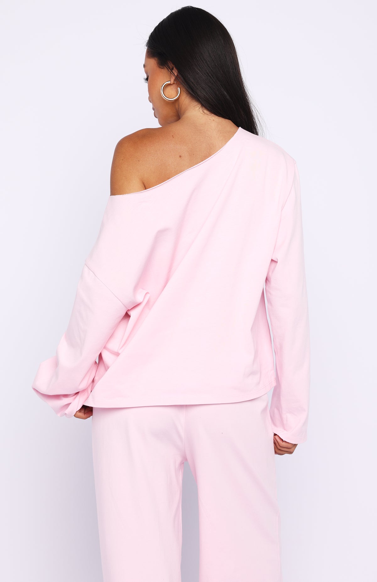 All A Dream Off Shoulder Oversized Long Sleeve Tee Pink - Image 4