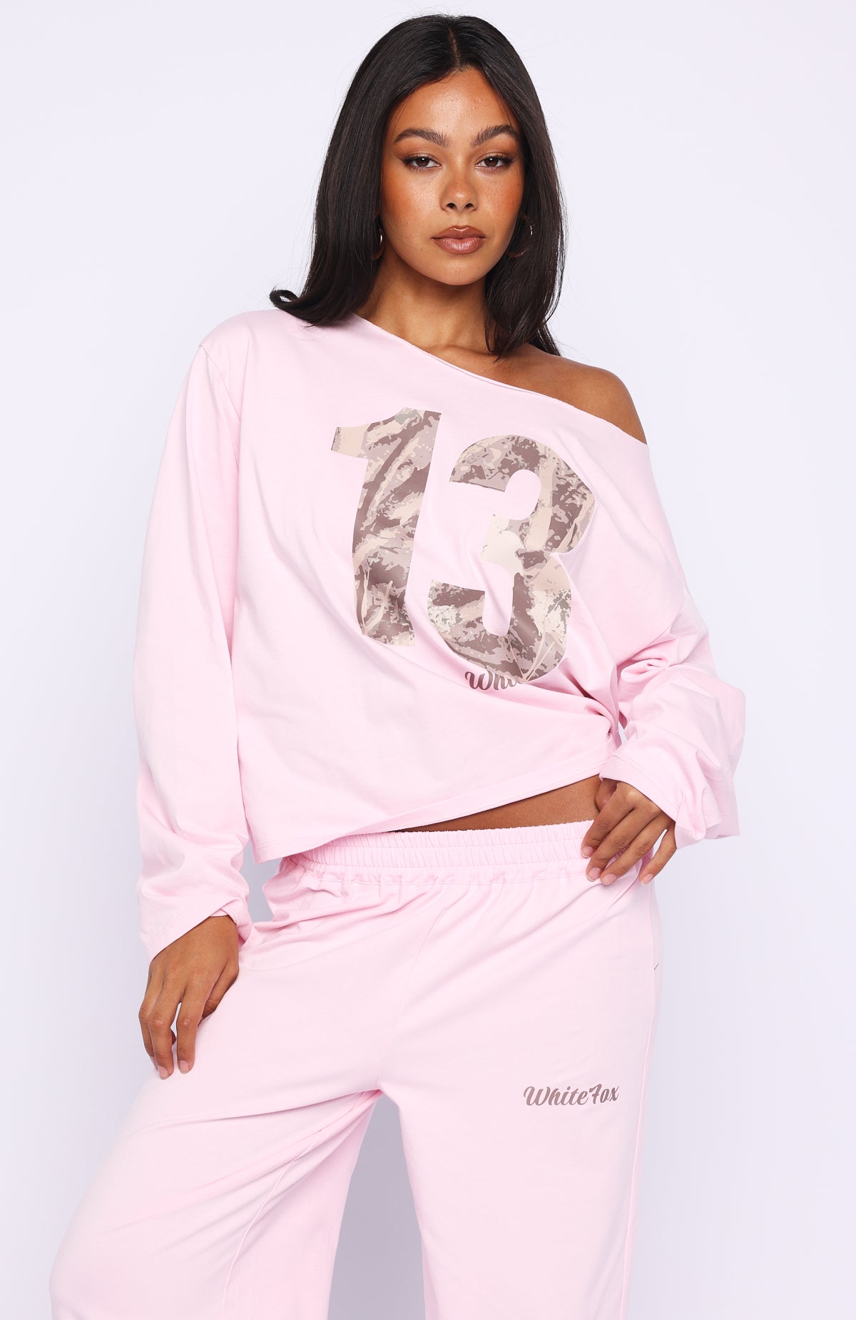 All A Dream Off Shoulder Oversized Long Sleeve Tee Pink - Image 2