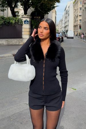 All Bundled Up Knit Cardigan Black