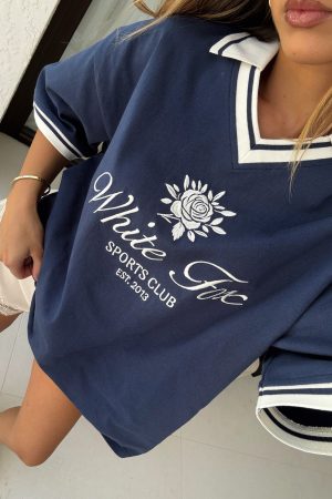 Along The Way Oversized Jersey Navy