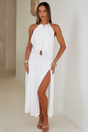 Always Evolving Halter Midi Dress White