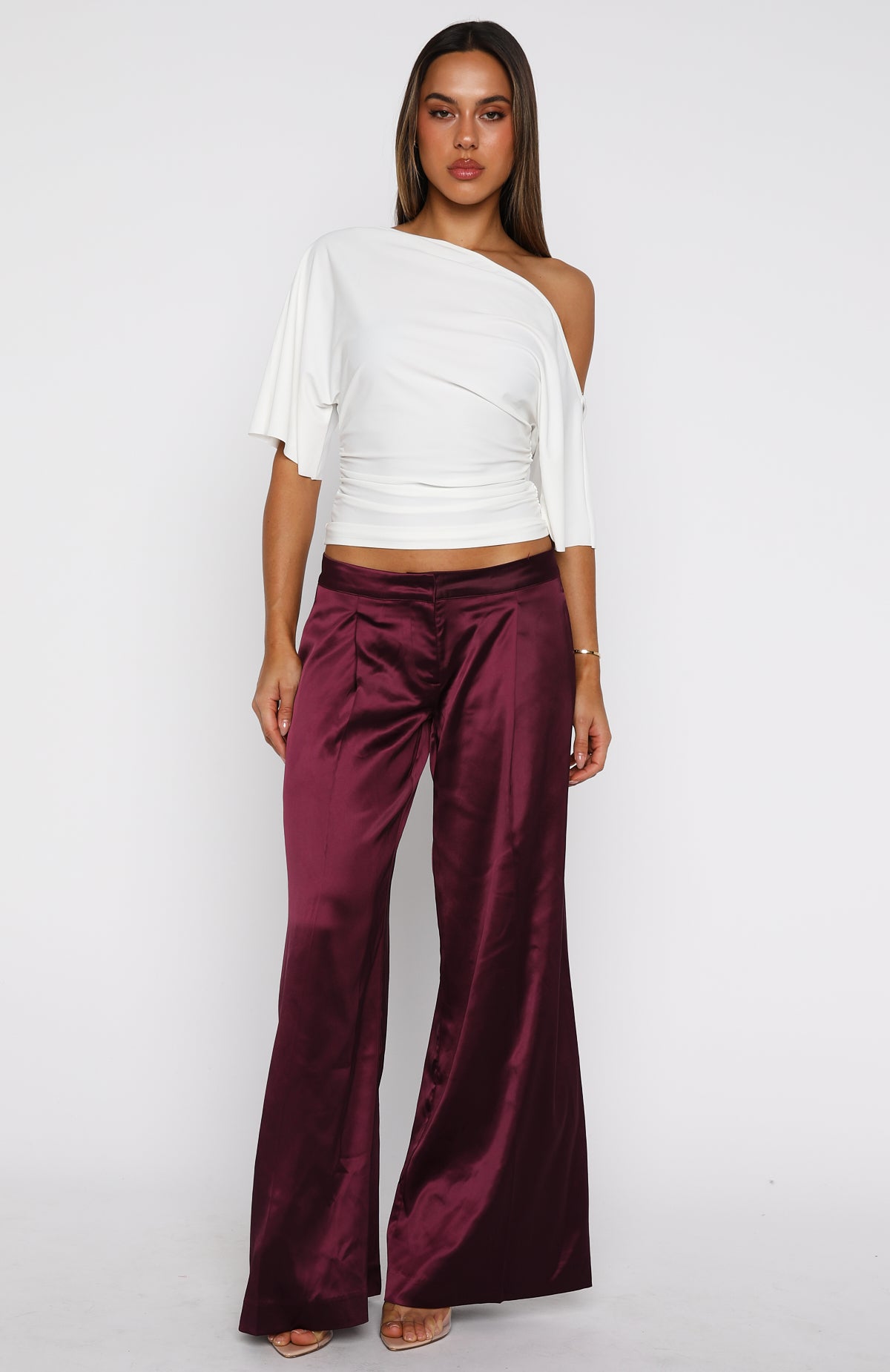 Always Punctual Wide Leg Pants Wine - Image 2