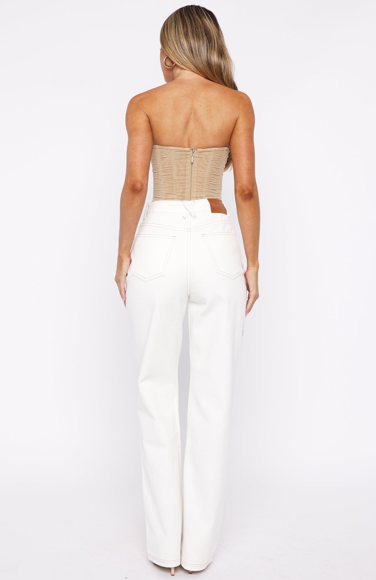 Alyssa High Rise Straight Leg Jeans Off White - Image 4