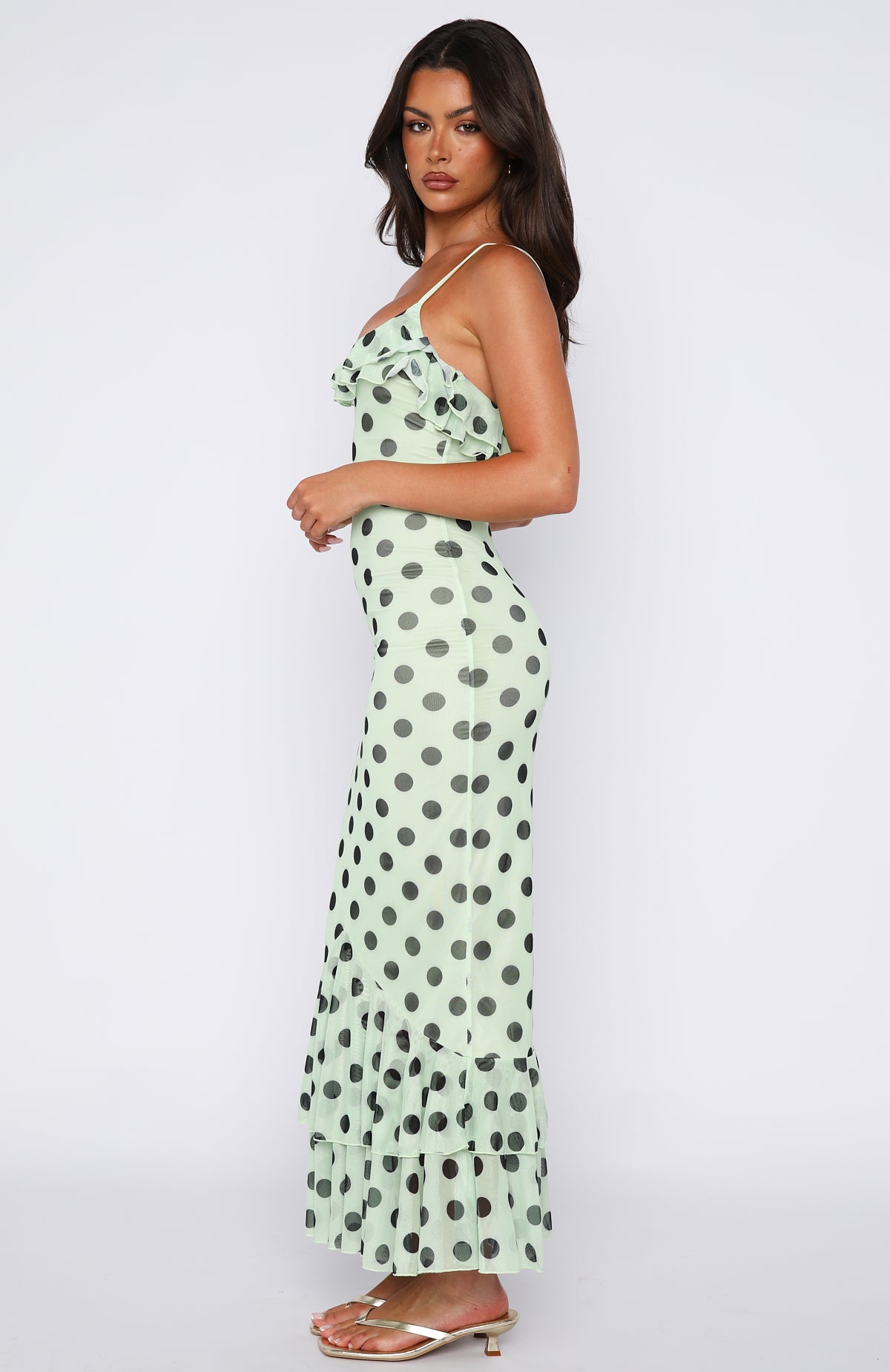 Amped Up Midi Dress Melon/Black Polka Dot - Image 3
