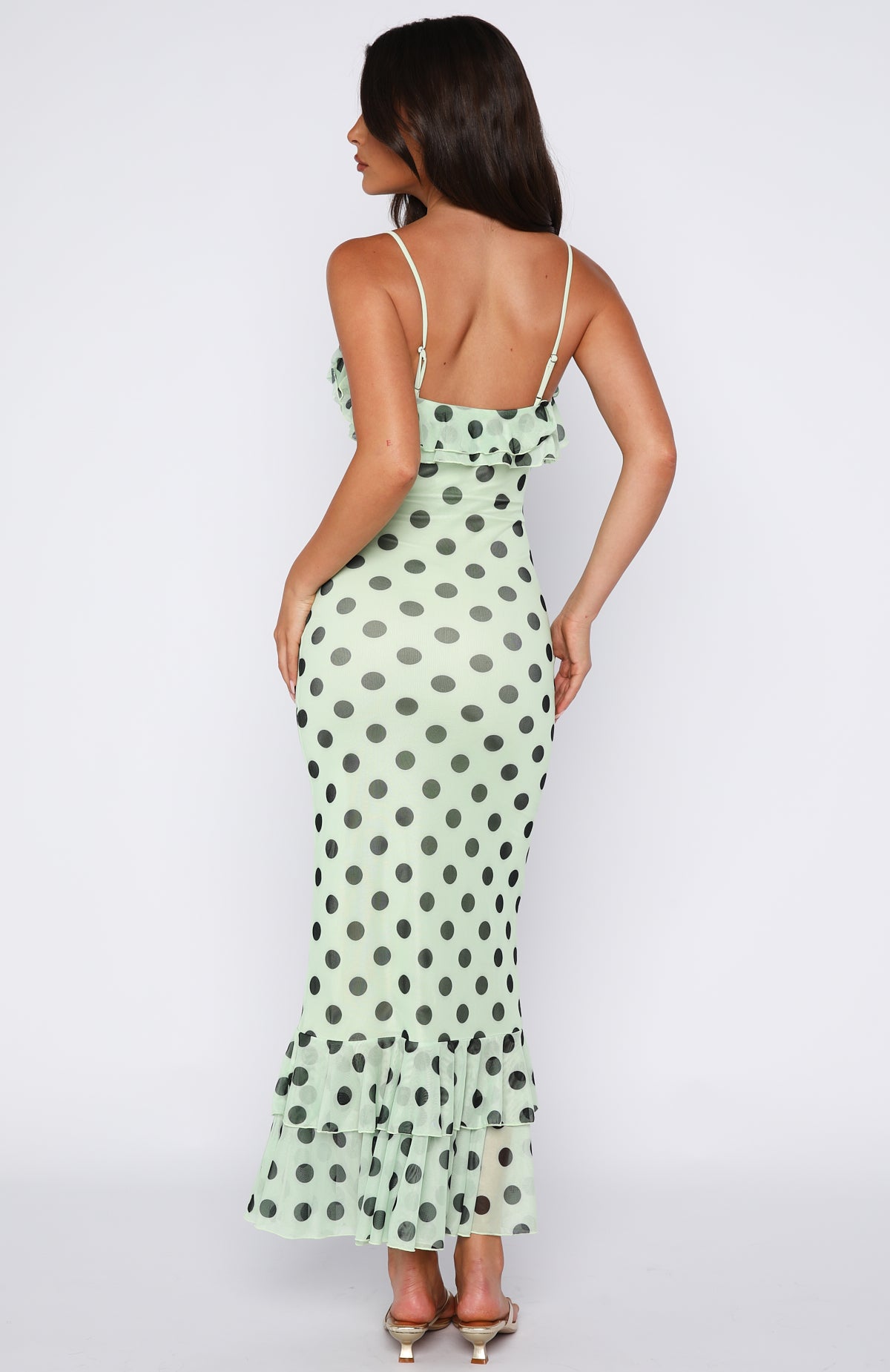 Amped Up Midi Dress Melon/Black Polka Dot - Image 4