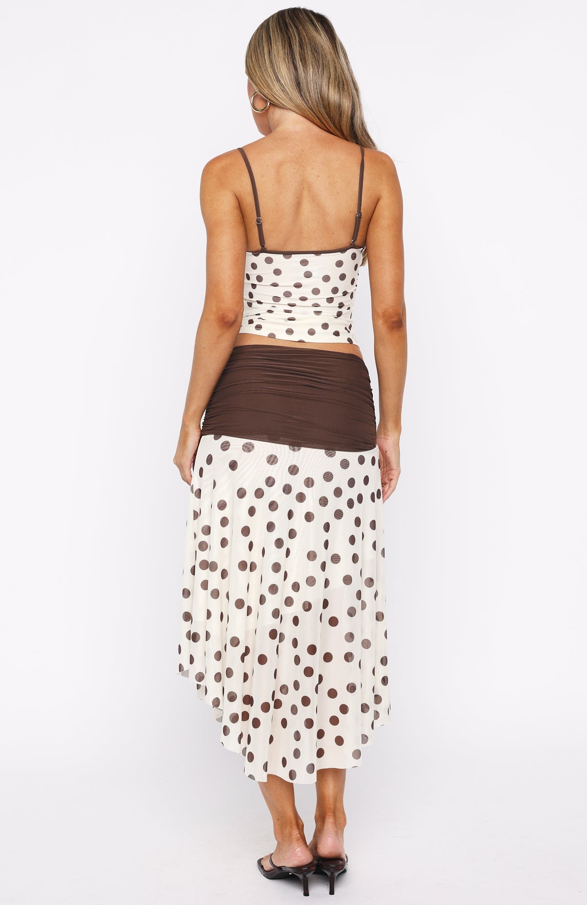 Mediterranean Mirage Midi Skirt Cream/Choc Polka Dot - Image 5