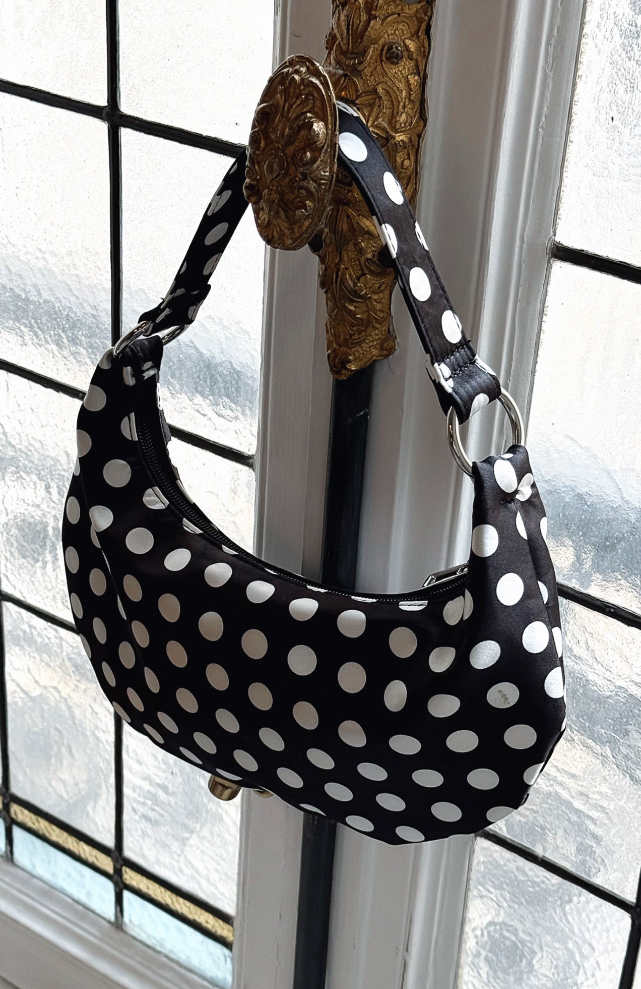 Aydin Shoulder Bag Black Polka Dot - Image 3