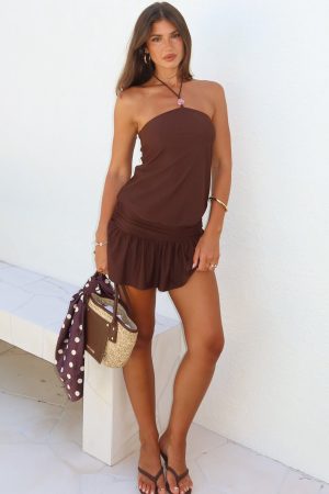 Be The Light Mini Dress Chocolate