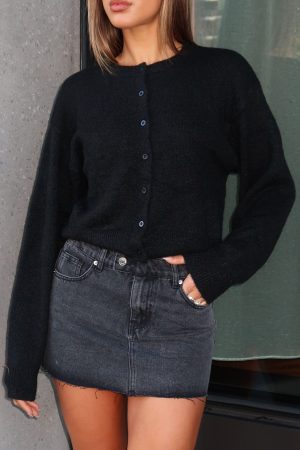 Bethany Denim Mini Skirt Black Acid