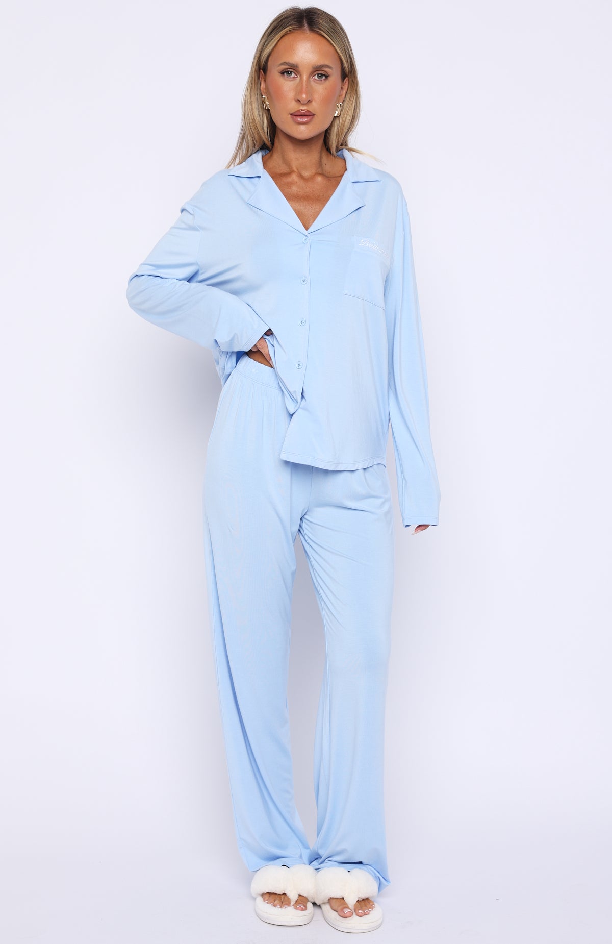 Bridal Party Long Sleeve Pyjama Set Baby Blue - Image 6