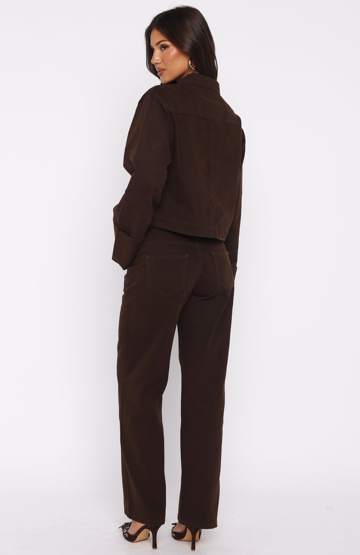 Bring The Style Low Rise Wide Leg Jeans Chocolate Wash - Image 5