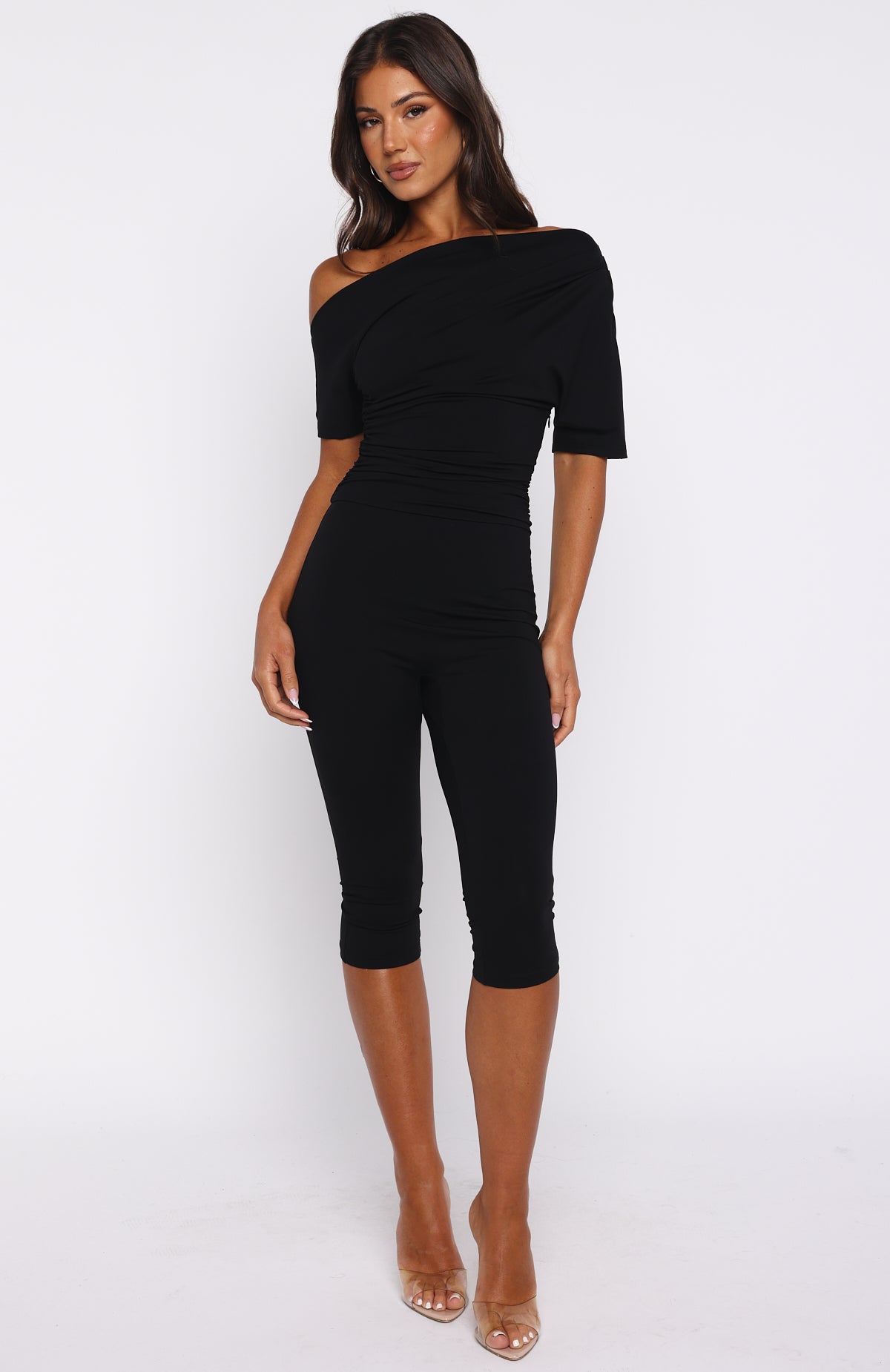 Brunch Dates Off Shoulder Jumpsuit Black - Image 2