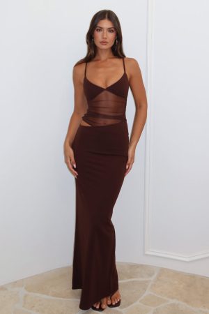 Call Me Up Maxi Dress Chocolate