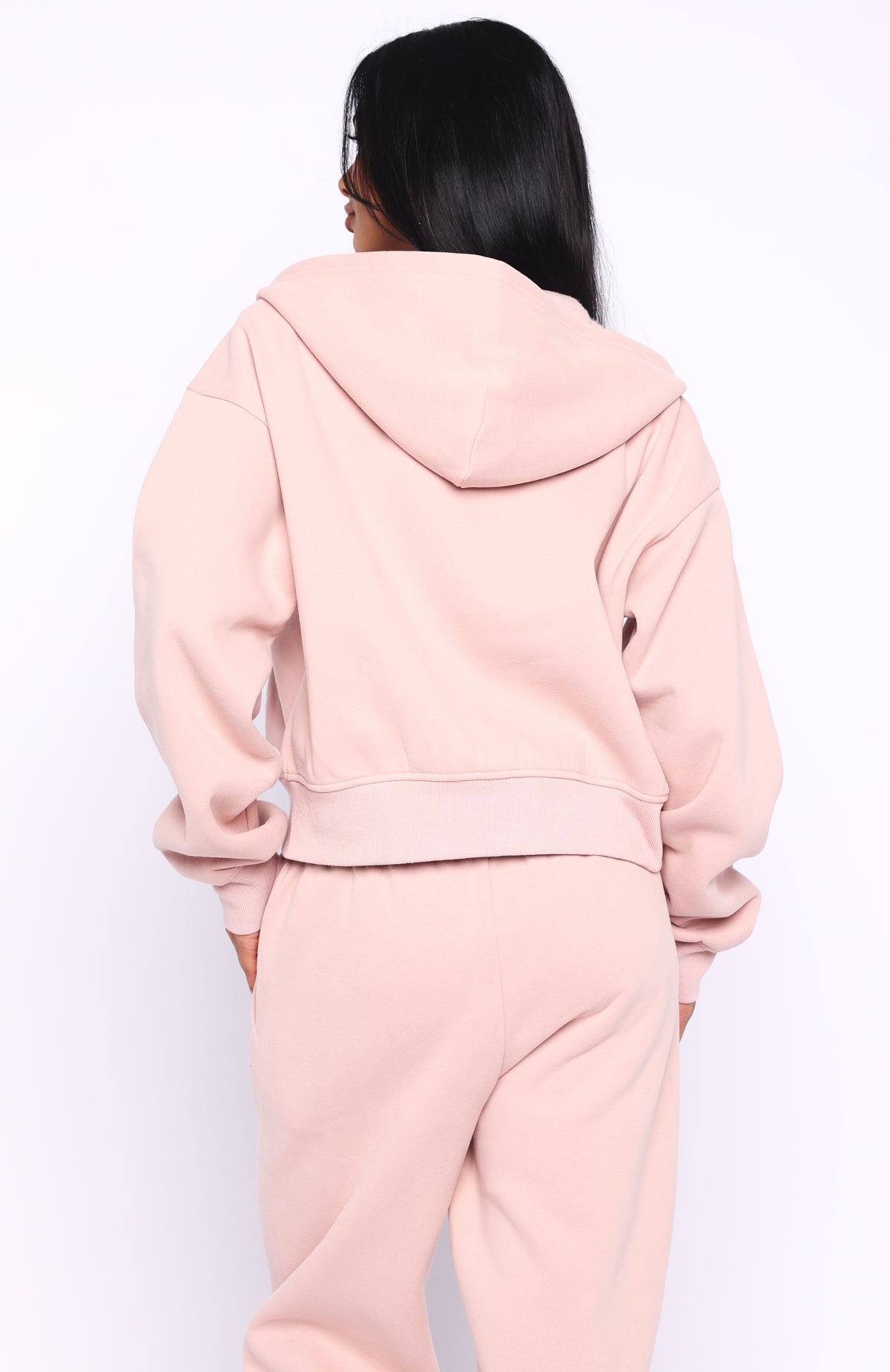 Can't Miss It Boxy Zip Front Hoodie Dusty Pink - Image 4