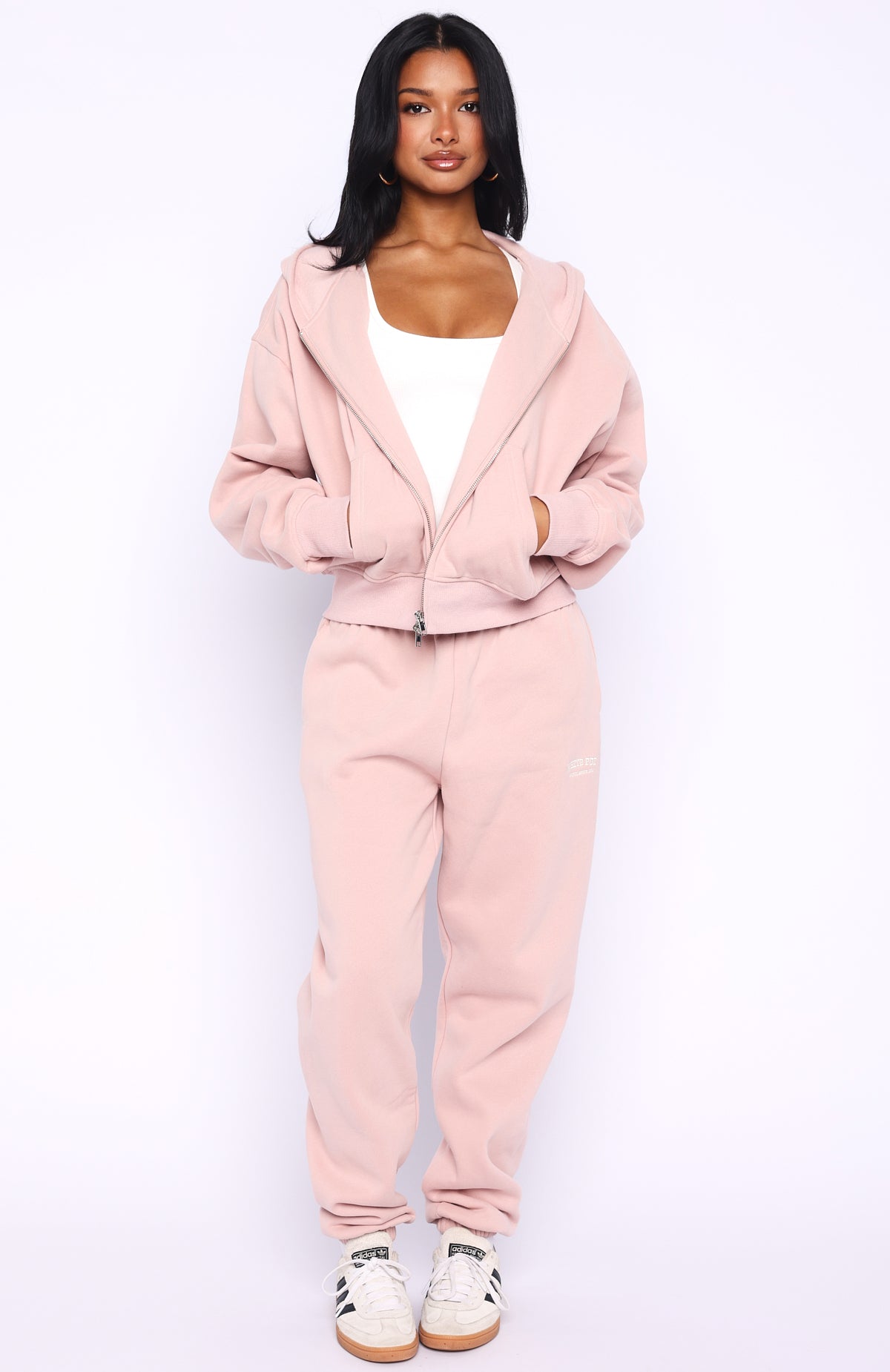 Can't Miss It Boxy Zip Front Hoodie Dusty Pink - Image 5