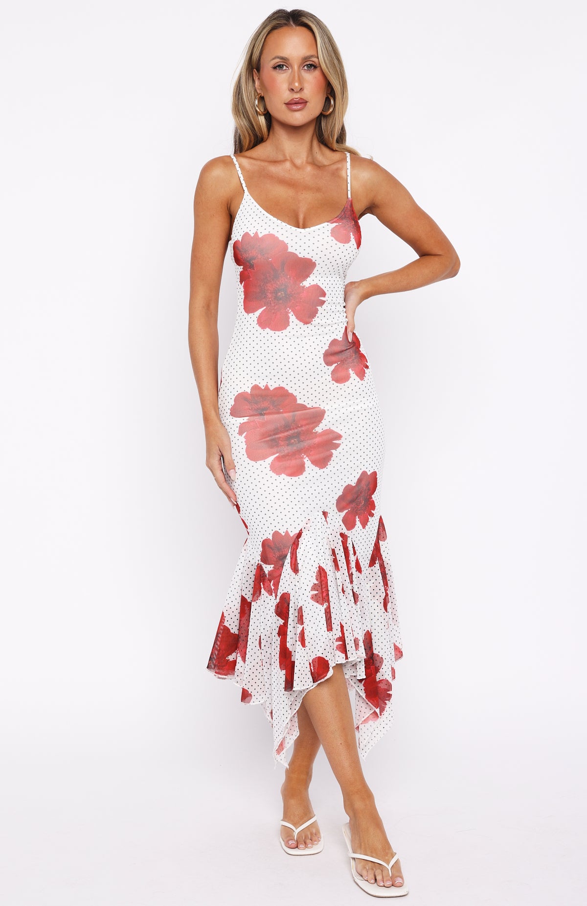 Castaway Midi Dress White Scarlet Bloom - Image 2