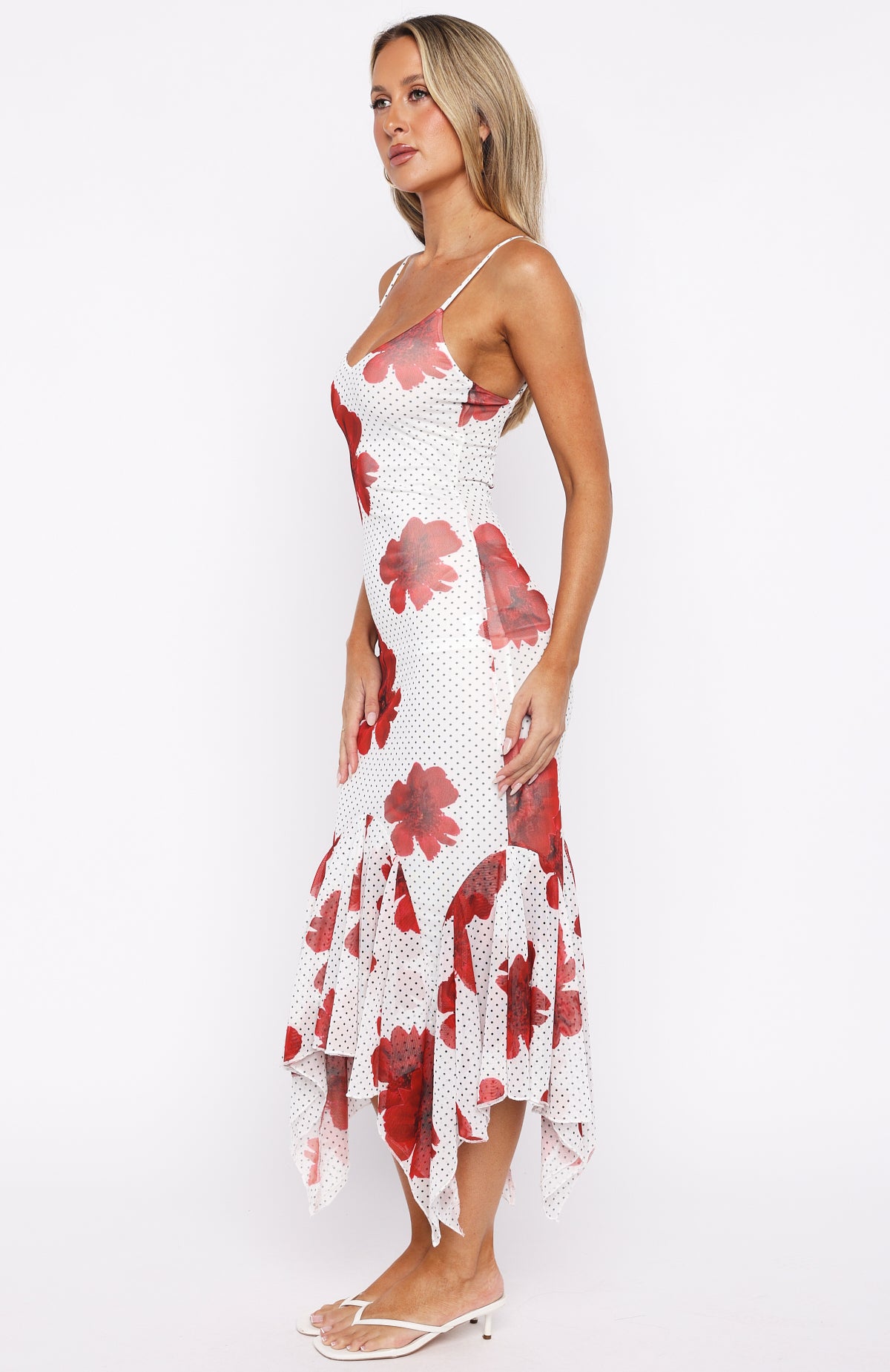 Castaway Midi Dress White Scarlet Bloom - Image 3