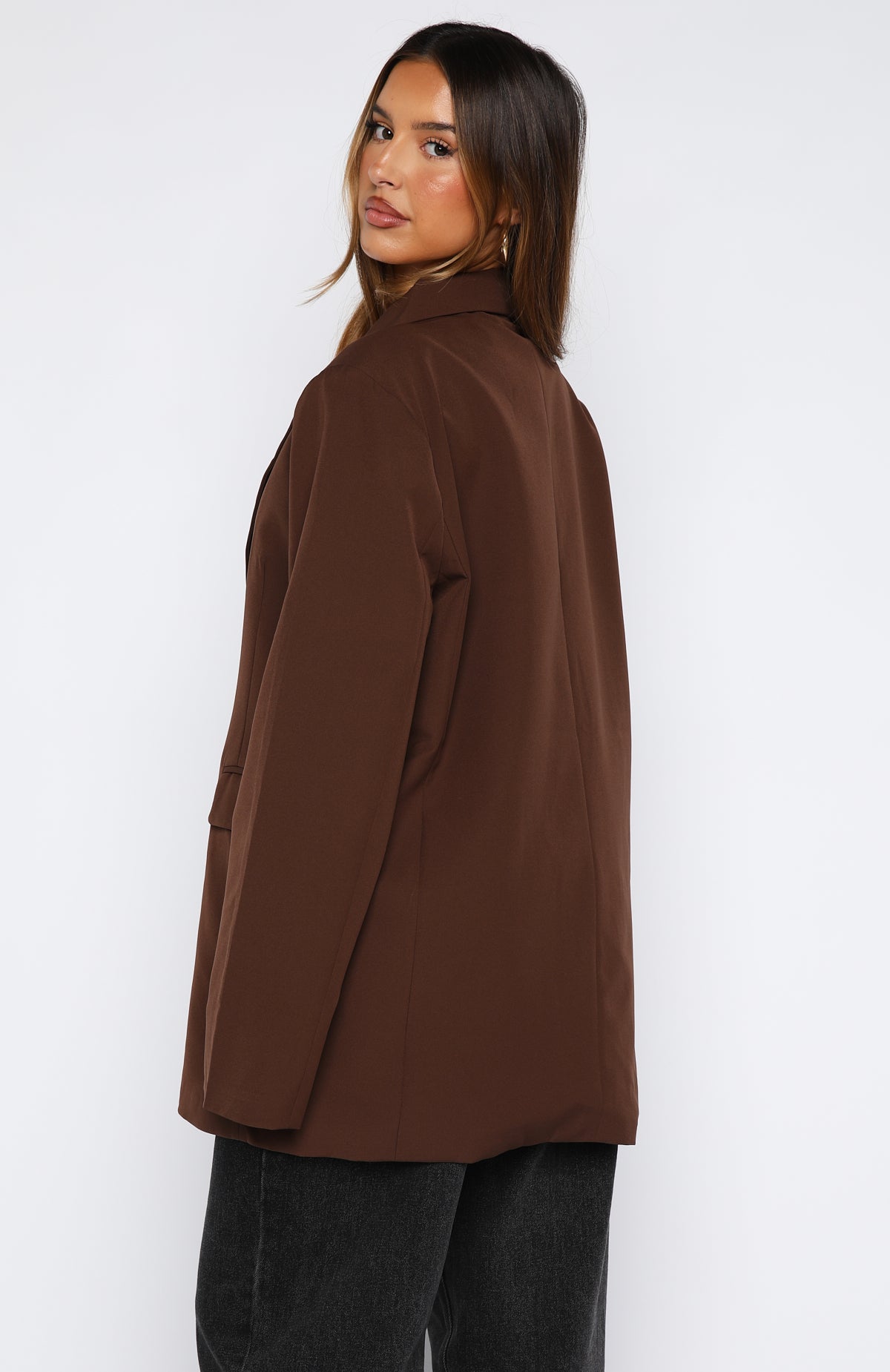 Catch Me Now Oversized Blazer Chocolate - Image 4