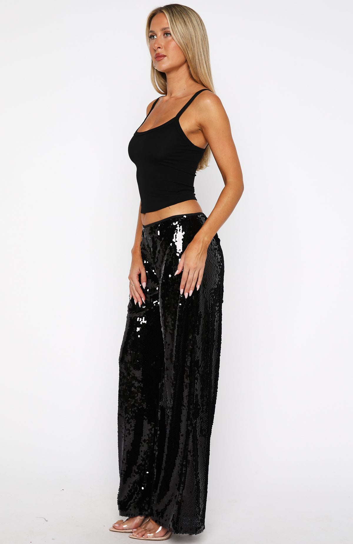 Caught Up In It Sequin Pants Black - Image 3