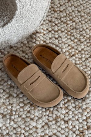 Cayson Loafer Slides Taupe Faux Suede