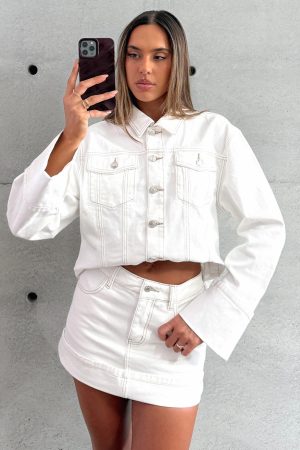 Charlotte Denim Mini Skirt Off White