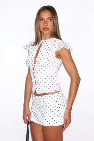 Choose Wisely Top White/Black Polka Dot