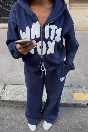 Club 14 Allie Boxy Zip Front Hoodie Navy