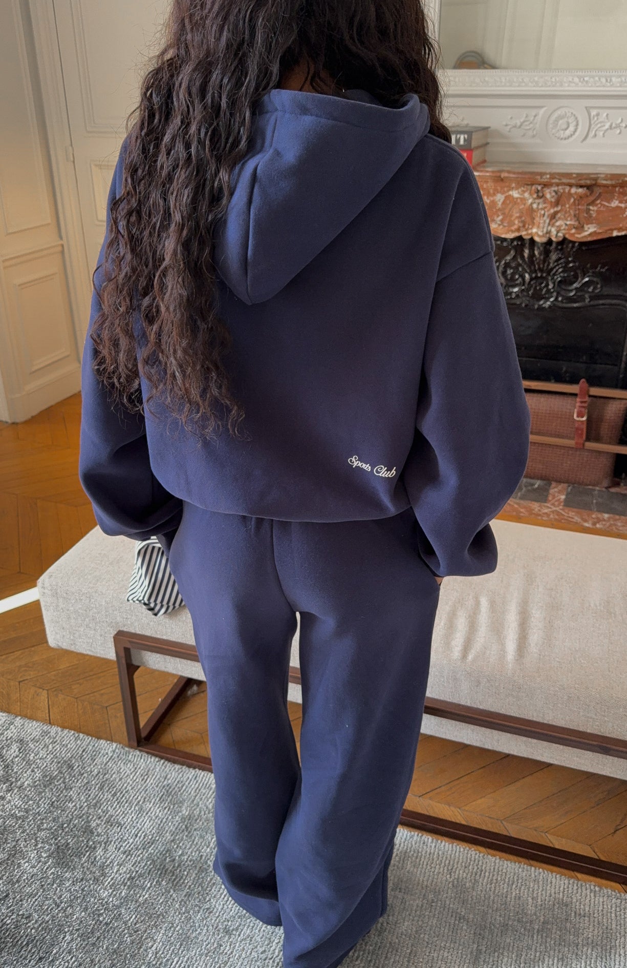 Club 14 Allie Boxy Zip Front Hoodie Navy - Image 2