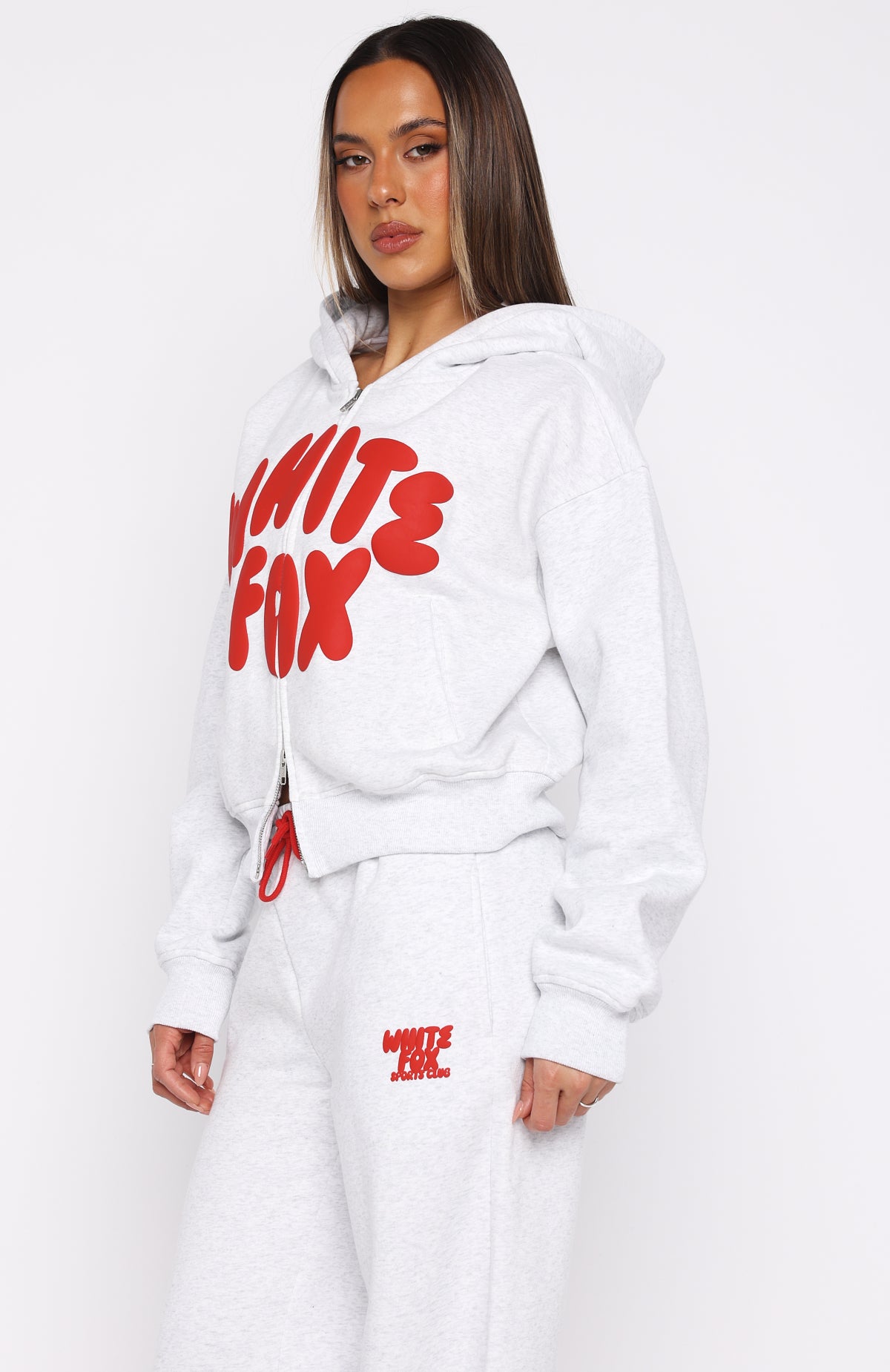 Club 14 Allie Boxy Zip Front Hoodie Grey Marle - Image 4