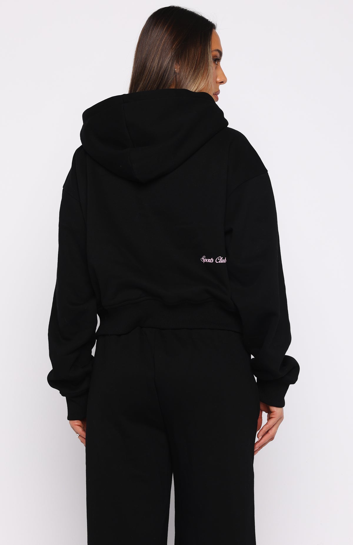 Club 14 Allie Boxy Zip Front Hoodie Black - Image 4