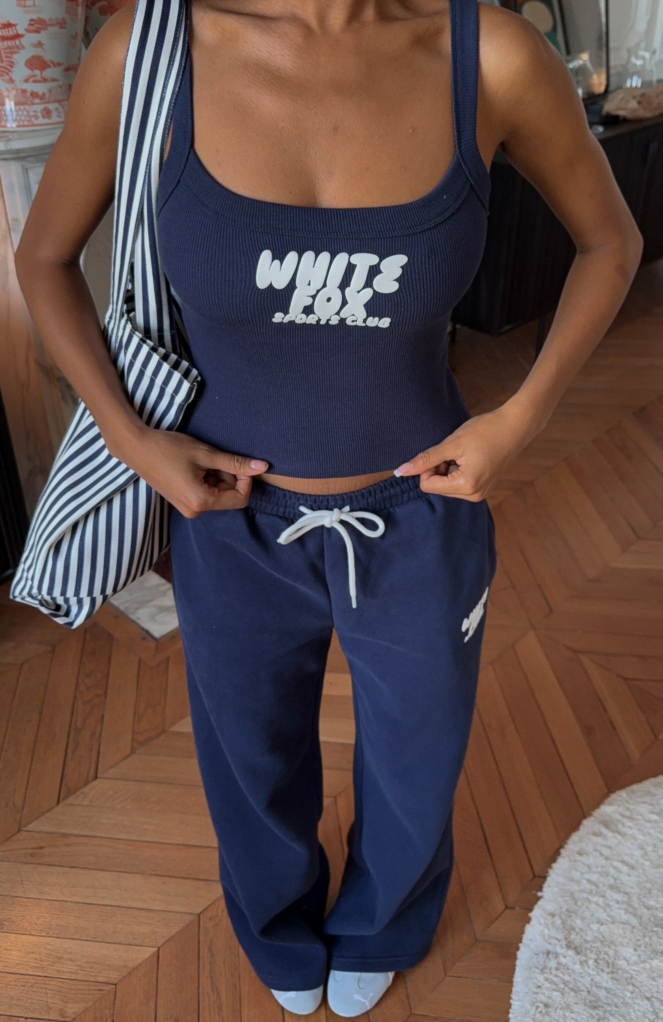 Club 14 Allie Wide Leg Sweatpants Navy - Image 7