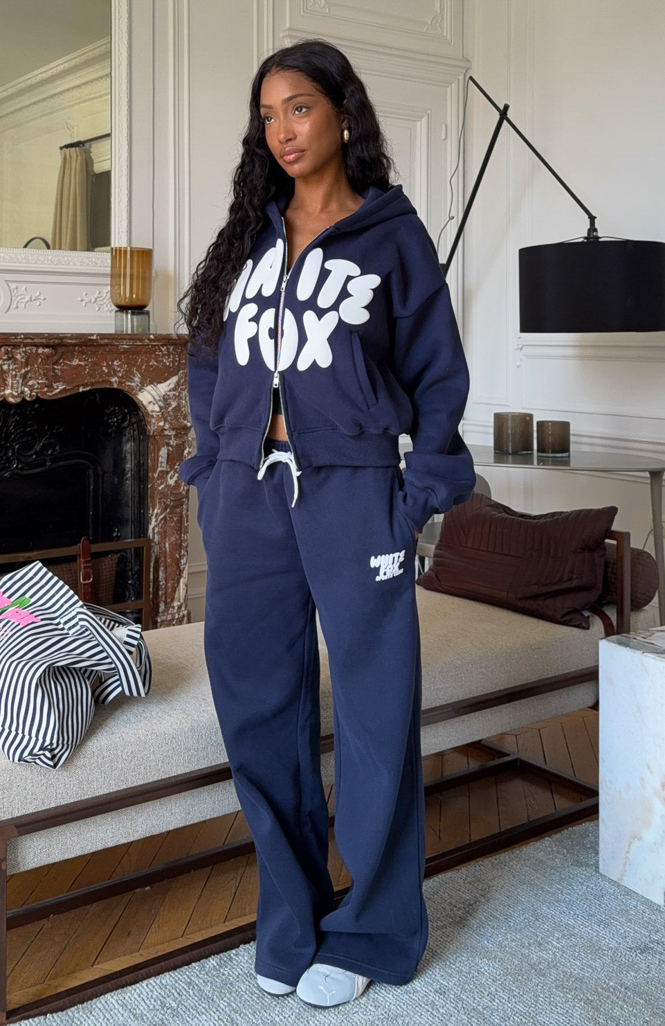 Club 14 Allie Wide Leg Sweatpants Navy - Image 2