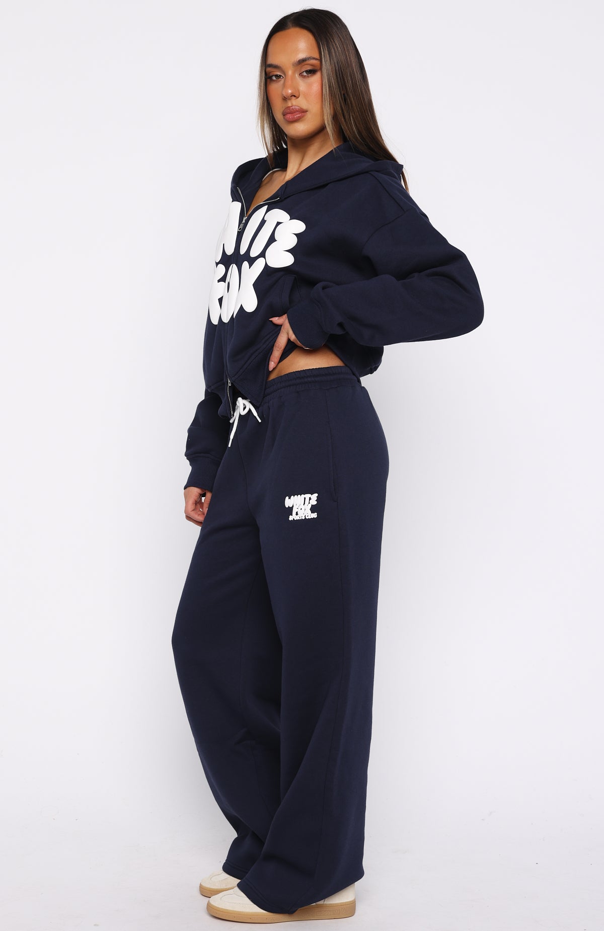 Club 14 Allie Wide Leg Sweatpants Navy - Image 4